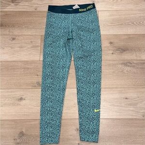 Nike Pro Dri Fit Girls Slim Leggings Teal Size Large